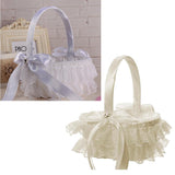 Max Lace Ribbon Fresh Sweet Romance Flower Basket Flower Girl Basket White