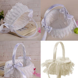 Max Lace Ribbon Fresh Sweet Romance Flower Basket Flower Girl Basket White