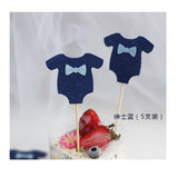 Max 10pcs Baby Clothes Cupcake Picks Cake Topper Kids Party Decoration Dark Blue