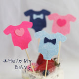 Max 10pcs Baby Clothes Cupcake Picks Cake Topper Kids Party Decoration Dark Blue