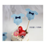 Max 10pcs Baby Clothes Cupcake Picks Cake Topper Kids Party Decoration Dark Blue