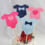 Max 10pcs Baby Clothes Cupcake Picks Cake Topper Kids Party Decoration Dark Blue