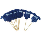 Max 10pcs Baby Clothes Cupcake Picks Cake Topper Kids Party Decoration Dark Blue