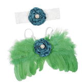 Feather Wings Baby Newborn Infant Headband Angle Lovely Custom Parts Green