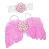 1 Set Lovely Baby Angel Wings Costume Photo Prop Fairy Feather Dark pink