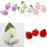 Max 3Pcs/Set Bridal Flower Hairpin Hair Ornament Headwear Jewelry Red