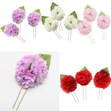 Max 3Pcs/Set Bridal Flower Hairpin Hair Ornament Headwear Jewelry Red