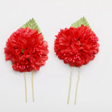 Max 3Pcs/Set Bridal Flower Hairpin Hair Ornament Headwear Jewelry Red