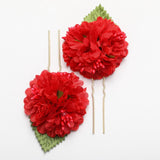 Max 3Pcs/Set Bridal Flower Hairpin Hair Ornament Headwear Jewelry Red