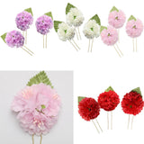 Max 3Pcs/Set Bridal Flower Hairpin Hair Ornament Headwear Jewelry Red