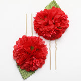 Max 3Pcs/Set Bridal Flower Hairpin Hair Ornament Headwear Jewelry Red