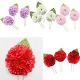 Max 3Pcs/Set Bridal Flower Hairpin Hair Ornament Headwear Jewelry Red