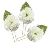 Max 3Pcs/Set Bridal Flower Hairpin Hair Ornament Headwear Jewelry Milky white