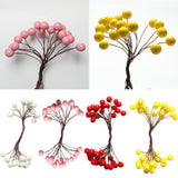 Max 200Pcs Artificial Foam Berry Flower Wedding Bouquet DIY Craft Decor White