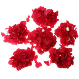 Max 6pcs Artificial Hydrangea Flower Head DIY Wedding Decor Rose red