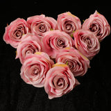 Max 12 Pieces Silk Rose Flower Heads Wedding DIY Bouquet Decor Deep Pink
