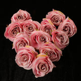 Max 12 Pieces Silk Rose Flower Heads Wedding DIY Bouquet Decor Deep Pink