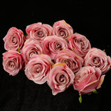 Max 12 Pieces Silk Rose Flower Heads Wedding DIY Bouquet Decor Deep Pink