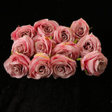 Max 12 Pieces Silk Rose Flower Heads Wedding DIY Bouquet Decor Deep Pink