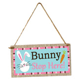 Maxbell Easter Wooden Plaque Decoration Door Hanging Display Sign Bunny Stop Here