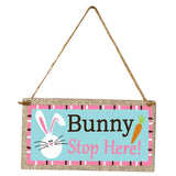 Maxbell Easter Wooden Plaque Decoration Door Hanging Display Sign Bunny Stop Here