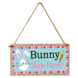 Maxbell Easter Wooden Plaque Decoration Door Hanging Display Sign Bunny Stop Here