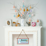 Maxbell Easter Wooden Plaque Decoration Door Hanging Display Sign Bunny Stop Here