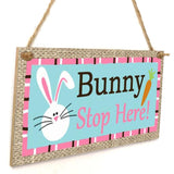 Maxbell Easter Wooden Plaque Decoration Door Hanging Display Sign Bunny Stop Here
