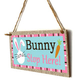 Maxbell Easter Wooden Plaque Decoration Door Hanging Display Sign Bunny Stop Here