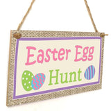 Maxbell Easter Wooden Plaque Decoration Door Hanging Display Sign Easter Egg Hunt