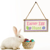Maxbell Easter Wooden Plaque Decoration Door Hanging Display Sign Easter Egg Hunt