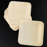 Max 10pcs Wooden Plates Disposable Wedding Birthday Party Tableware 115x115mm