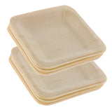 Max 10pcs Wooden Plates Disposable Wedding Birthday Party Tableware 115x115mm