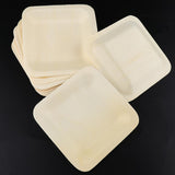 Max 10pcs Wooden Plates Disposable Wedding Birthday Party Tableware 115x115mm