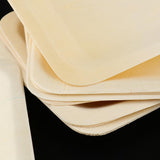 Max 10pcs Wooden Plates Disposable Wedding Birthday Party Tableware 115x115mm