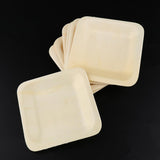 Max 10pcs Wooden Plates Disposable Wedding Birthday Party Tableware 115x115mm