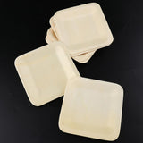 Max 10pcs Wooden Plates Disposable Wedding Birthday Party Tableware 115x115mm