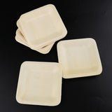 Max 10pcs Wooden Plates Disposable Wedding Birthday Party Tableware 115x115mm