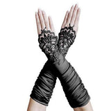 Max 1 Pair Fingerless Lace Bridal Gloves Wedding Party Prom Costume  Black
