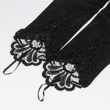 Max 1 Pair Fingerless Lace Bridal Gloves Wedding Party Prom Costume  Black
