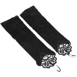 Max 1 Pair Fingerless Lace Bridal Gloves Wedding Party Prom Costume  Black