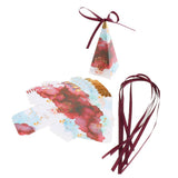 Max 6 Pieces Triangular Wedding Candy Box Paper Ribbon Party Favor  Wine Red