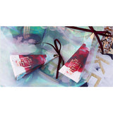 Max 6 Pieces Triangular Wedding Candy Box Paper Ribbon Party Favor  Wine Red