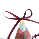 Max 6 Pieces Triangular Wedding Candy Box Paper Ribbon Party Favor  Wine Red