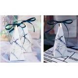 Max 6 Pieces Triangular Wedding Candy Box Paper Ribbon Party Favor  White
