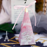 Max 6 Pieces Triangular Wedding Candy Box Paper Ribbon Party Favor  Pink