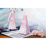 Max 6 Pieces Triangular Wedding Candy Box Paper Ribbon Party Favor  Pink