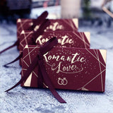Max 6 Pieces Bronzing Wine Red DIY Creative Wedding Candy Boxes 11.6 x 5.8 x 5cm