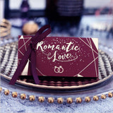 Max 6 Pieces Bronzing Wine Red DIY Creative Wedding Candy Boxes 13 x 7.8 x 6.8cm