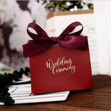 Max 6 Pieces Wedding Candy Bags Paper Ribbon Gift Boxes Holder Wine Red S